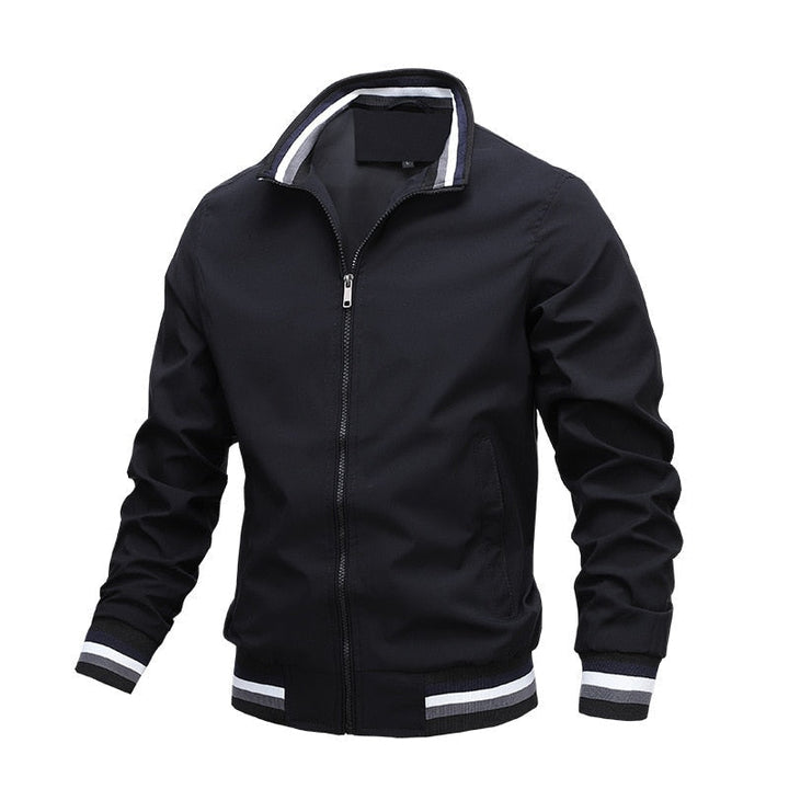 "Elegante Herren Bomberjacke in Dunkelblau, lässiger Stil, perfekt für den Übergang und vielseitig kombinierbar."