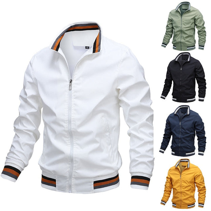 "Elegante Herren Bomberjacke in Dunkelblau, lässiger Stil, perfekt für den Übergang und vielseitig kombinierbar."