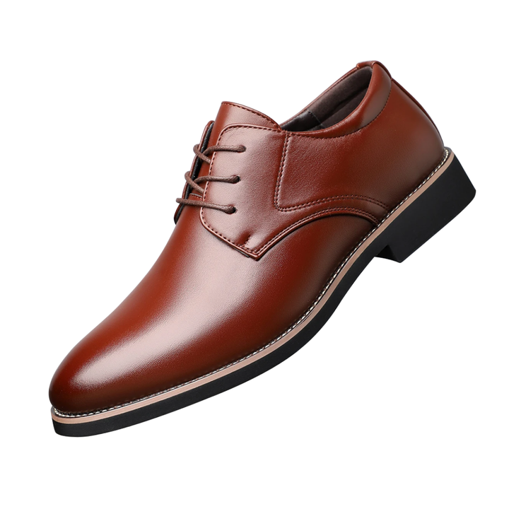 "Elegante Herren Business Schuhe aus Leder, braun, mit rahmengenähter Sohle, ideal für formelle Anlässe und Büro."
