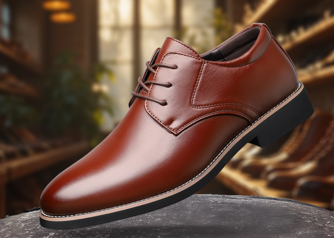 "Elegante Herren Business Schuhe aus Leder, braun, mit rahmengenähter Sohle, ideal für formelle Anlässe und Büro."