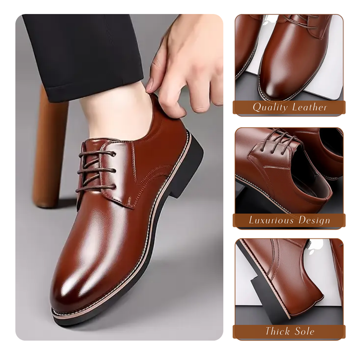 "Elegante Herren Business Schuhe aus Leder, braun, mit rahmengenähter Sohle, ideal für formelle Anlässe und Büro."