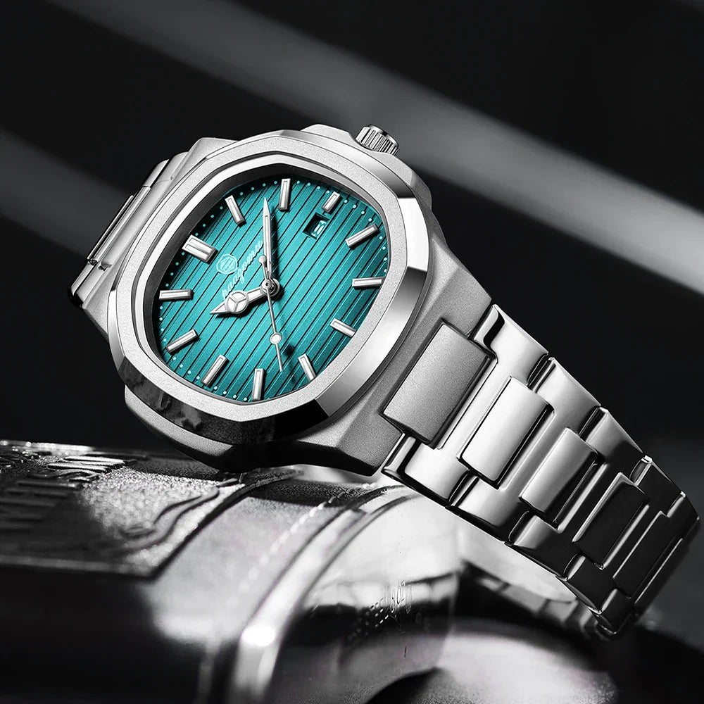 "Elegante Herren Edelstahl Armbanduhr im klassischen Quarzdesign, robustes 316L Gehäuse, stilvolles Accessoire"