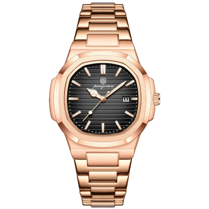 "Elegante Herren Edelstahl Armbanduhr im klassischen Quarzdesign, robustes 316L Gehäuse, stilvolles Accessoire"