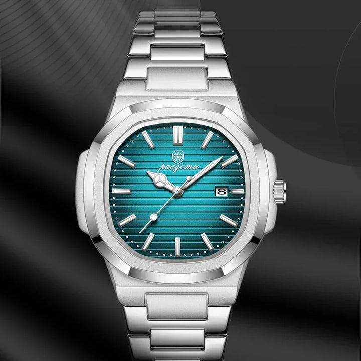 "Elegante Herren Edelstahl Armbanduhr im klassischen Quarzdesign, robustes 316L Gehäuse, stilvolles Accessoire"