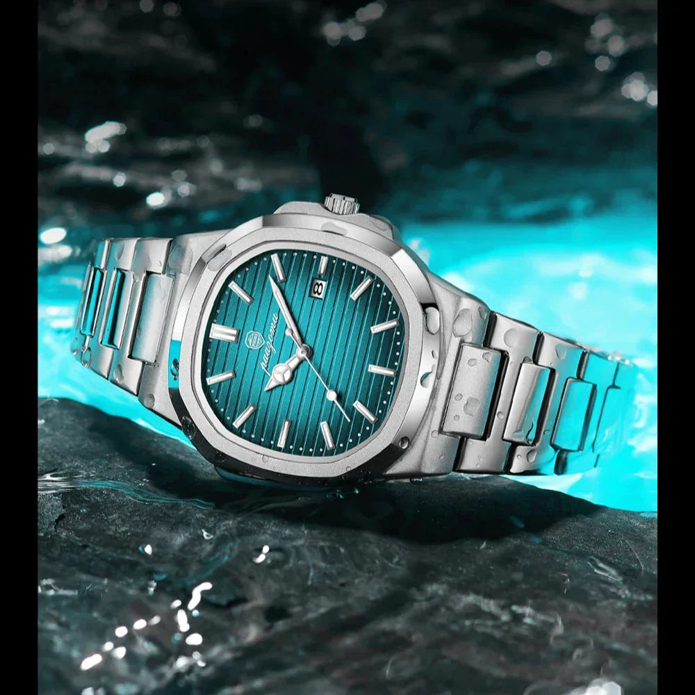 "Elegante Herren Edelstahl Armbanduhr im klassischen Quarzdesign, robustes 316L Gehäuse, stilvolles Accessoire"