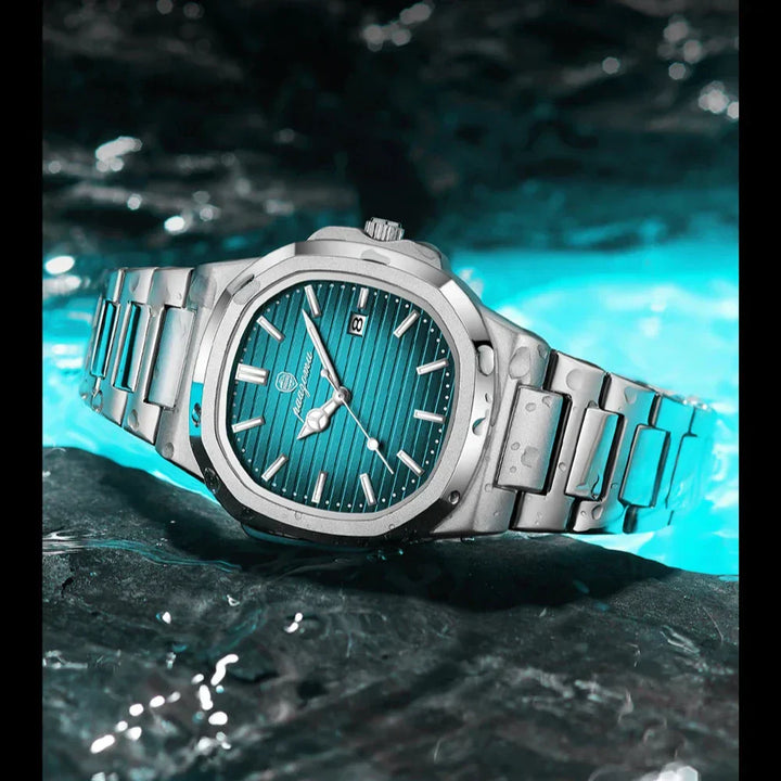 "Elegante Herren Edelstahl Armbanduhr im klassischen Quarzdesign, robustes 316L Gehäuse, stilvolles Accessoire"