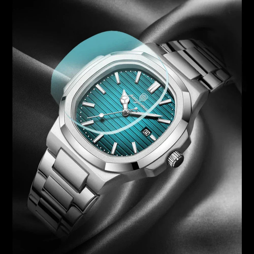 "Elegante Herren Edelstahl Armbanduhr im klassischen Quarzdesign, robustes 316L Gehäuse, stilvolles Accessoire"