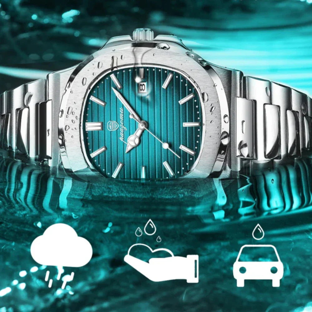 "Elegante Herren Edelstahl Armbanduhr im klassischen Quarzdesign, robustes 316L Gehäuse, stilvolles Accessoire"