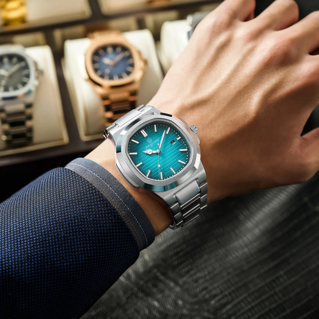 "Elegante Herren Edelstahl Armbanduhr im klassischen Quarzdesign, robustes 316L Gehäuse, stilvolles Accessoire"