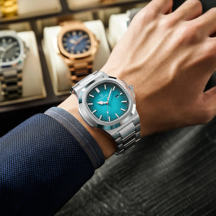 "Elegante Herren Edelstahl Armbanduhr im klassischen Quarzdesign, robustes 316L Gehäuse, stilvolles Accessoire"