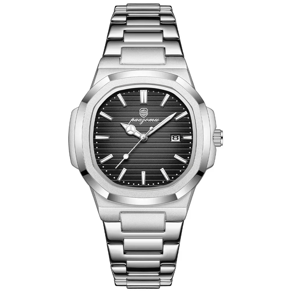 "Elegante Herren Edelstahl Armbanduhr im klassischen Quarzdesign, robustes 316L Gehäuse, stilvolles Accessoire"