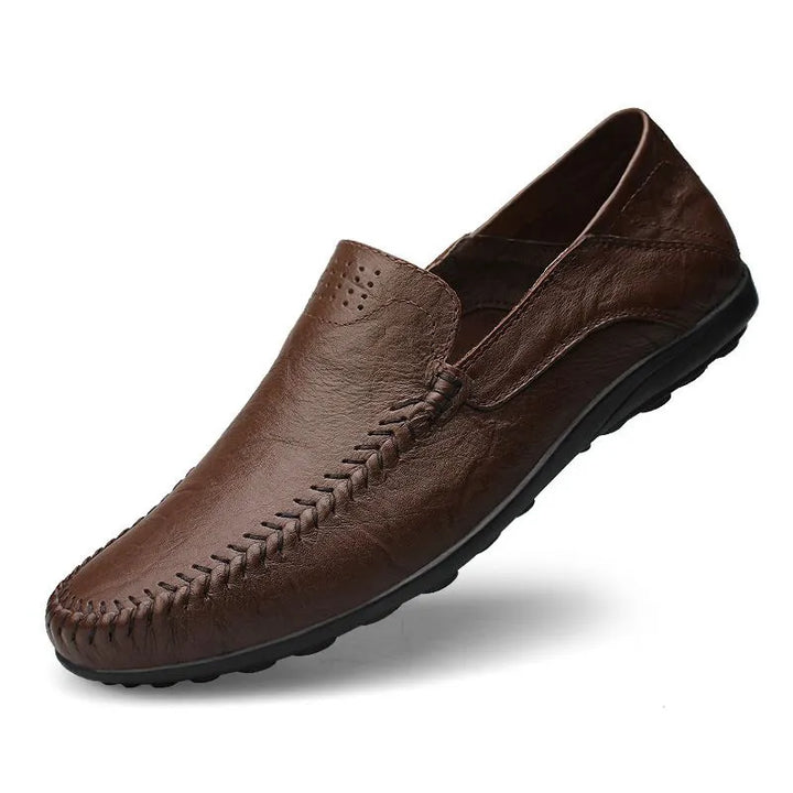 "Elegante Herren-Loafer aus italienischem Leder, braun, mit flexibler Sohle und zeitlosem Design, ideal für stilvolle Anlässe