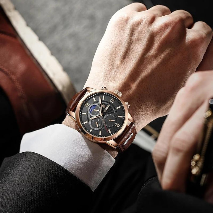 Elegante Herren Sportuhr mit robustem Edelstahlgehäuse, verstellbarem Armband und kratzfestem Mineralglas, sportlich.