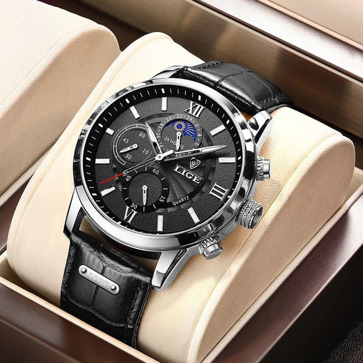 Elegante Herren Sportuhr mit robustem Edelstahlgehäuse, verstellbarem Armband und kratzfestem Mineralglas, sportlich.