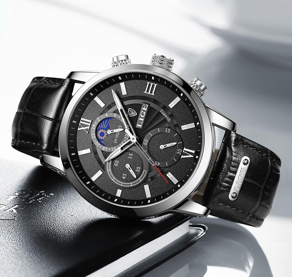 Elegante Herren Sportuhr mit robustem Edelstahlgehäuse, verstellbarem Armband und kratzfestem Mineralglas, sportlich.