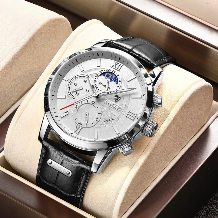 Elegante Herren Sportuhr mit robustem Edelstahlgehäuse, verstellbarem Armband und kratzfestem Mineralglas, sportlich.