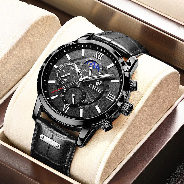 Elegante Herren Sportuhr mit robustem Edelstahlgehäuse, verstellbarem Armband und kratzfestem Mineralglas, sportlich.