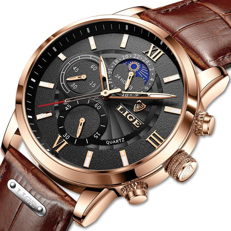 Elegante Herren Sportuhr mit robustem Edelstahlgehäuse, verstellbarem Armband und kratzfestem Mineralglas, sportlich.