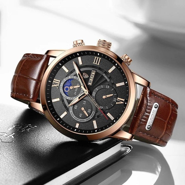 Elegante Herren Sportuhr mit robustem Edelstahlgehäuse, verstellbarem Armband und kratzfestem Mineralglas, sportlich.