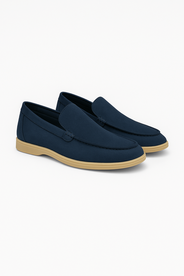 Elegante Herren-Wildleder-Slipper, Veloursleder, weiches Slip-on-Design, flexible Gummisohle, ideal für Casual-Looks.