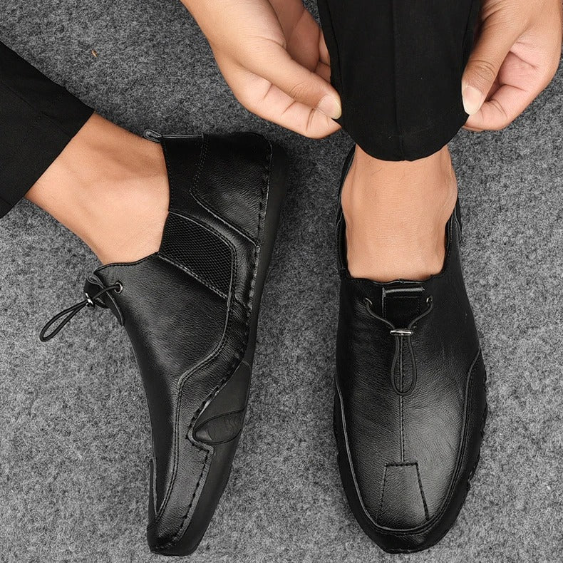 "Elegante Herrenschuhe aus Leder mit verstellbarer Nylonschnürung, perfekt für formelle und legere Anlässe."