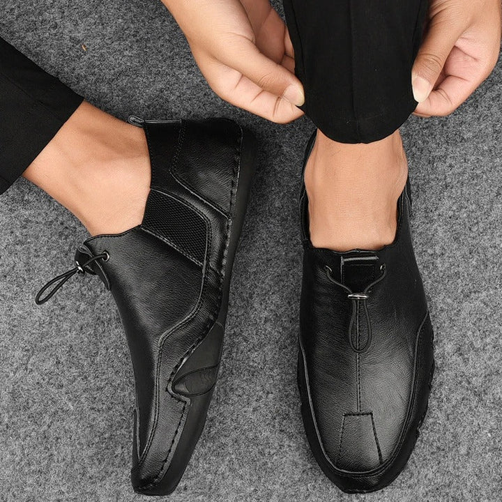 "Elegante Herrenschuhe aus Leder mit verstellbarer Nylonschnürung, perfekt für formelle und legere Anlässe."