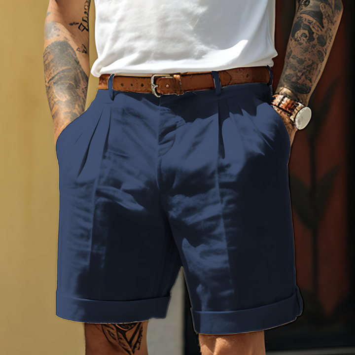 "Elegante Herrenshorts aus Baumwolle mit Knopfleiste, Taschen, ideal für Frühling & Sommer, vielseitig & atmungsaktiv."