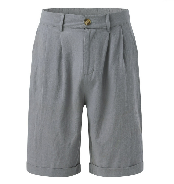"Elegante Herrenshorts aus Baumwolle mit Knopfleiste, Taschen, ideal für Frühling & Sommer, vielseitig & atmungsaktiv."