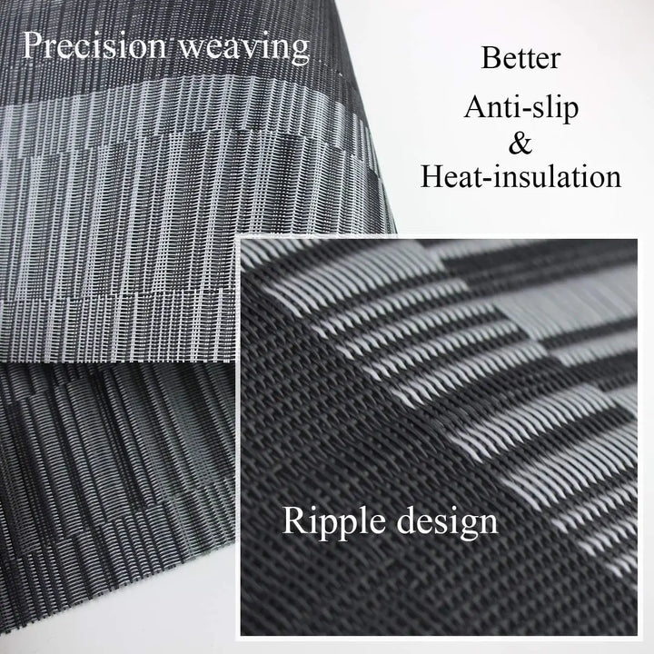 Elegante, hitzebeständige PVC-Tischsets in Streifenoptik, rutschfest, wasserfest, 30x45 cm, Braun/Silber.