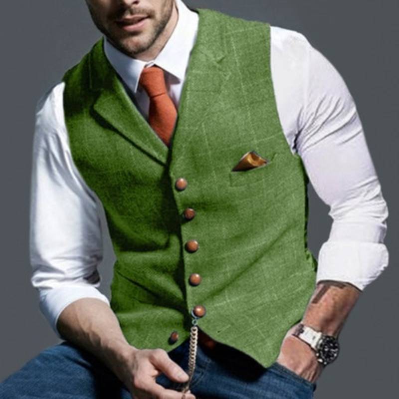 Elegante, karierte Herrenweste mit tailliertem Schnitt; zeitloses Design für formelle Anlässe und modischen Alltagslook.