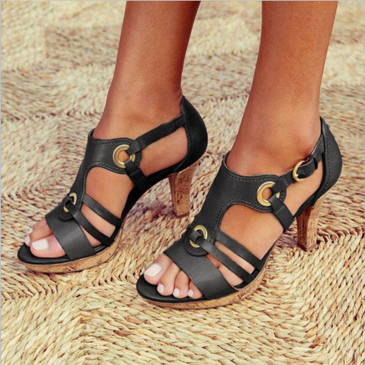 Elegante schwarze High-Heel Sandalen für Damen, hochhackig, komfortabel, mit klassischem Design, ideal für Alltag und Anlässe