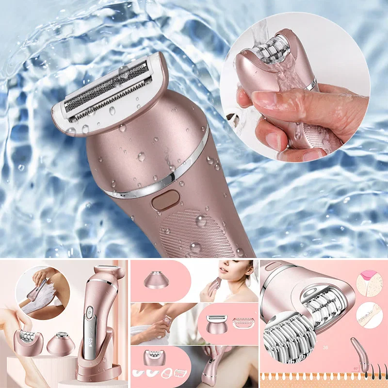 "Eleganter 3-in-1 Rasierer für Frauen, wasserdicht, wiederaufladbar, ideal für glatte Haarentfernung, im Badezimmer"