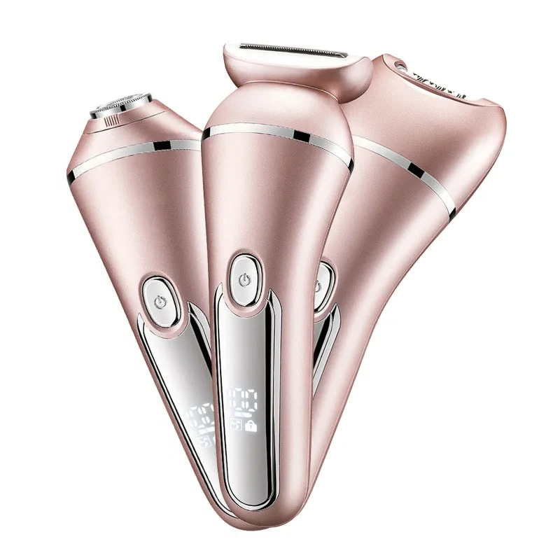 "Eleganter 3-in-1 Rasierer für Frauen, wasserdicht, wiederaufladbar, ideal für glatte Haarentfernung, im Badezimmer"