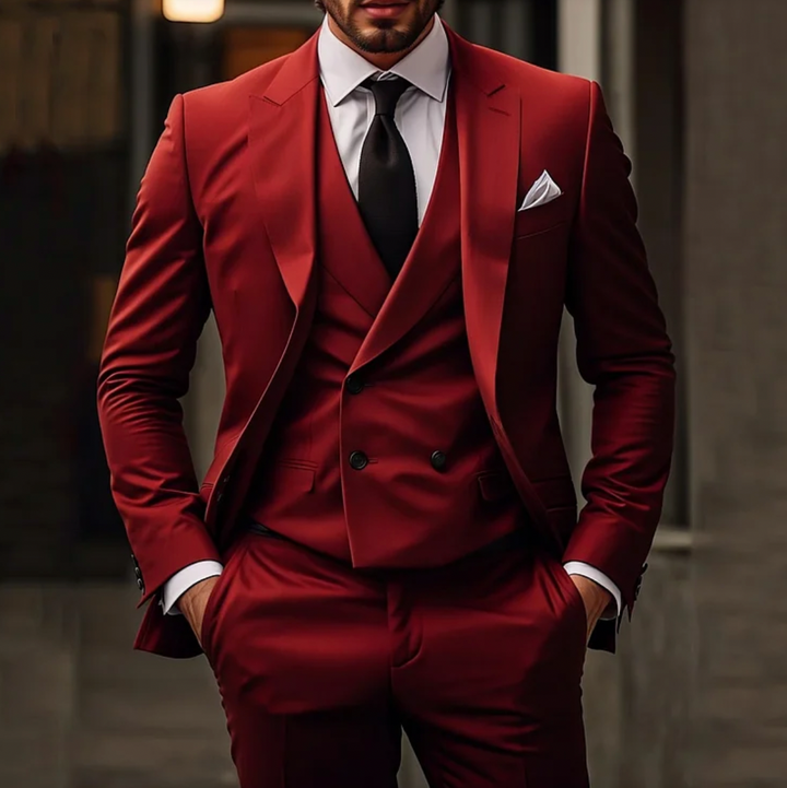 Eleganter 3-teiliger Herrenanzug in Grau bestehend aus Sakko, Weste und Hose für Business und formelle Anlässe.