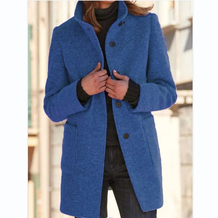 "Eleganter Damen-Wollmantel, klassisches Design, wärmender Woll-Polyester-Mix, ideal für Wintertage, stilvoller Look"