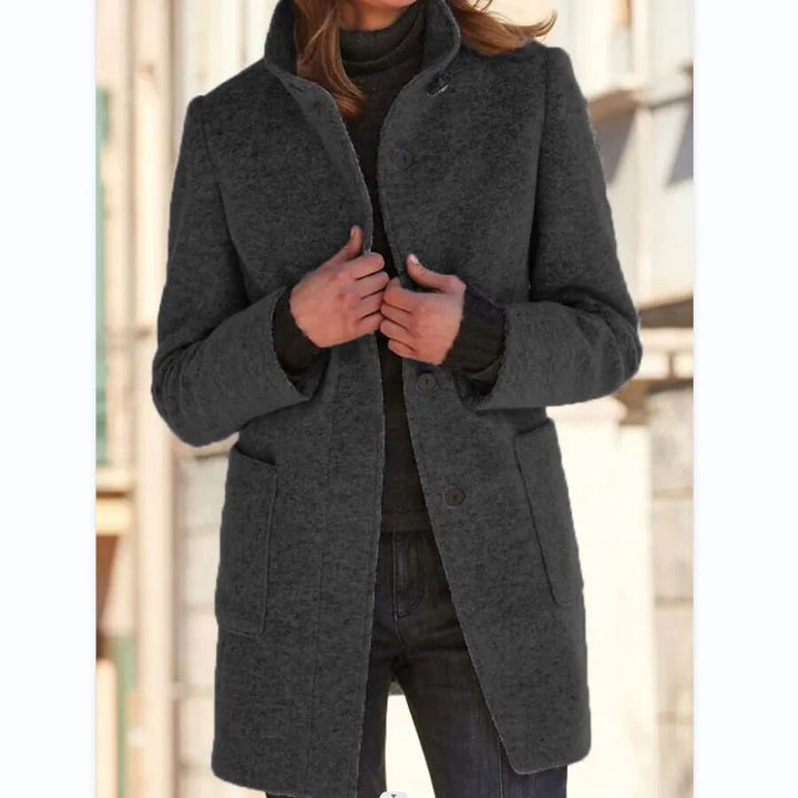 "Eleganter Damen-Wollmantel, klassisches Design, wärmender Woll-Polyester-Mix, ideal für Wintertage, stilvoller Look"