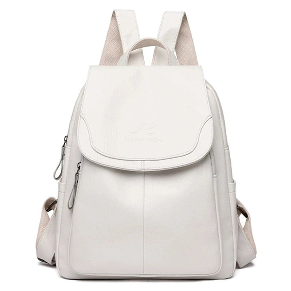 "Eleganter, diebstahlsicherer Lederrucksack für Damen mit versteckten Fächern und verstellbaren Schultergurten"
