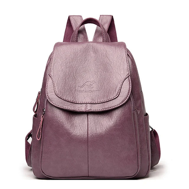 "Eleganter, diebstahlsicherer Lederrucksack für Damen mit versteckten Fächern und verstellbaren Schultergurten"