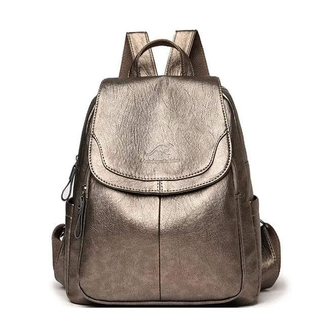 "Eleganter, diebstahlsicherer Lederrucksack für Damen mit versteckten Fächern und verstellbaren Schultergurten"