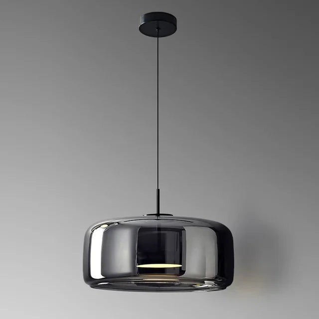 "Eleganter Glas-Kuppel-Kronleuchter, dimmbare Deckenlampe; modernes Glasdesign, warmes Licht für Wohnzimmer."