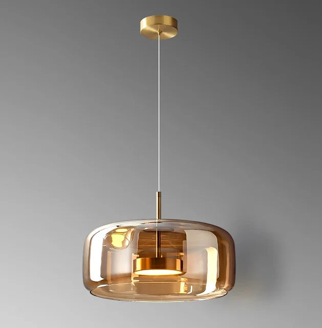 "Eleganter Glas-Kuppel-Kronleuchter, dimmbare Deckenlampe; modernes Glasdesign, warmes Licht für Wohnzimmer."