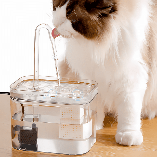 "Eleganter Haustier Trinkbrunnen in modernem Design mit leiser Pumpe und BPA-freiem Material, ideal für frisches Wasser."