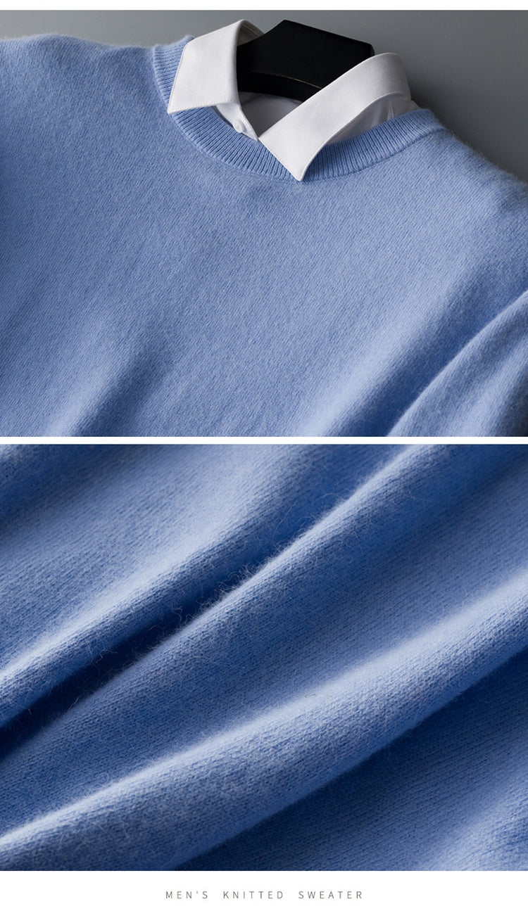 "Eleganter Herren-Kaschmirpullover, weiches Material, stilvolles Design, in verschiedenen Farben, zeitlos und luxuriös."