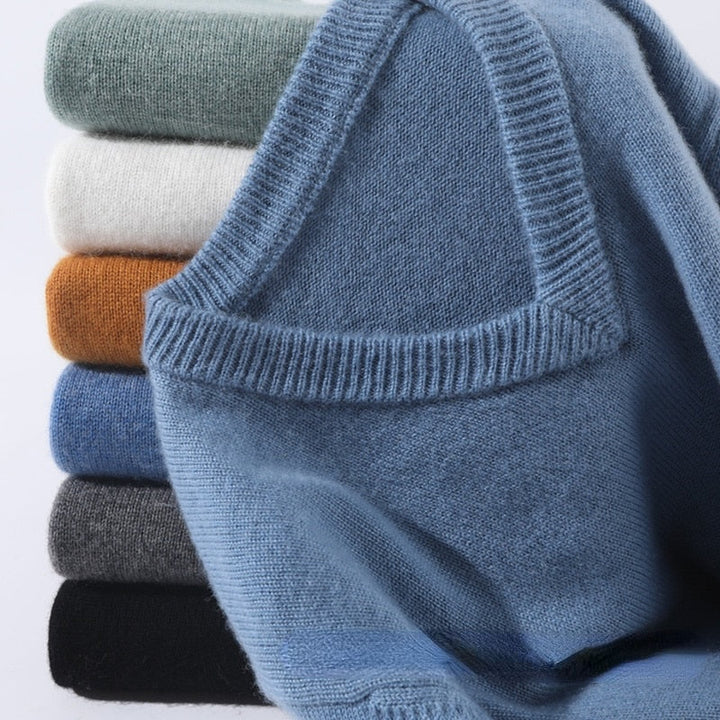 "Eleganter Herren-Kaschmirpullover, weiches Material, stilvolles Design, in verschiedenen Farben, zeitlos und luxuriös."