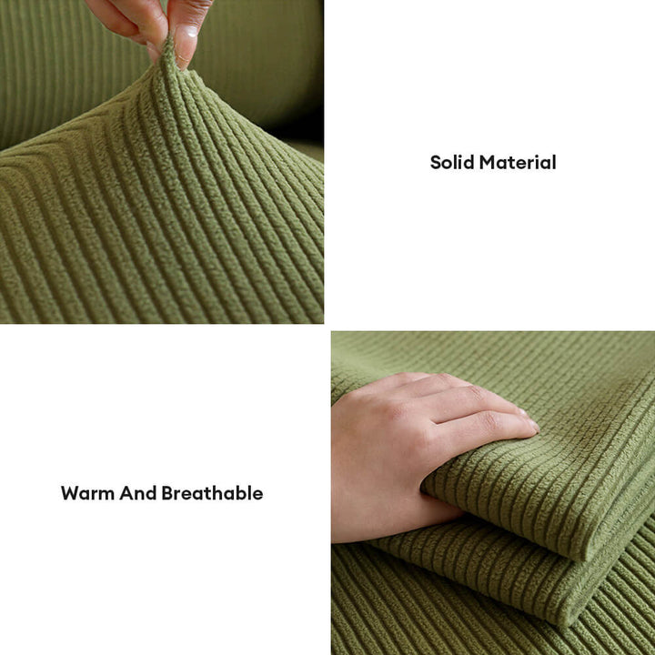 Eleganter kratzfester Cord-Sofabezug mit Jacquard-Streifen, elastisch und rutschfest, maschinenwaschbar für einfachen Schutz.