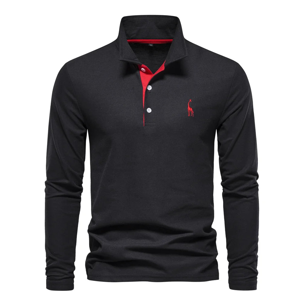 "Eleganter Langarm Herren Polo Pullover in Premium Qualität, klassischer Stil mit moderner Note, vielseitig tragbar."