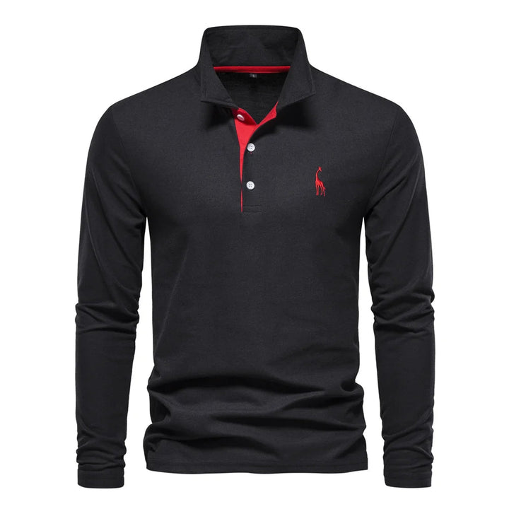 "Eleganter Langarm Herren Polo Pullover in Premium Qualität, klassischer Stil mit moderner Note, vielseitig tragbar."