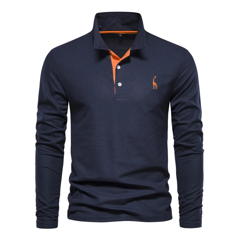 "Eleganter Langarm Herren Polo Pullover in Premium Qualität, klassischer Stil mit moderner Note, vielseitig tragbar."