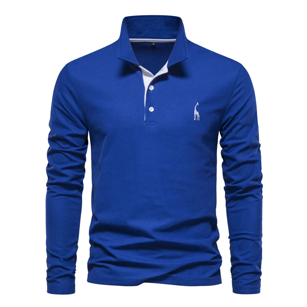 "Eleganter Langarm Herren Polo Pullover in Premium Qualität, klassischer Stil mit moderner Note, vielseitig tragbar."