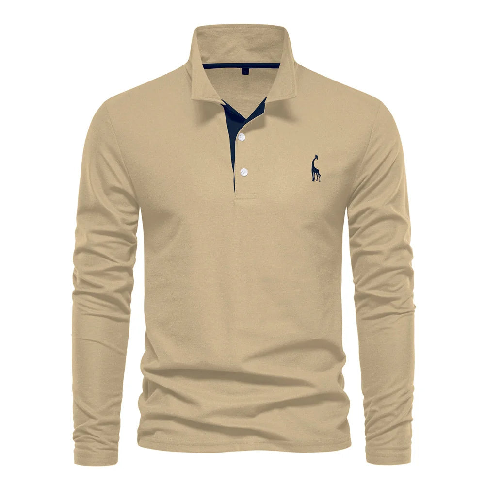 "Eleganter Langarm Herren Polo Pullover in Premium Qualität, klassischer Stil mit moderner Note, vielseitig tragbar."